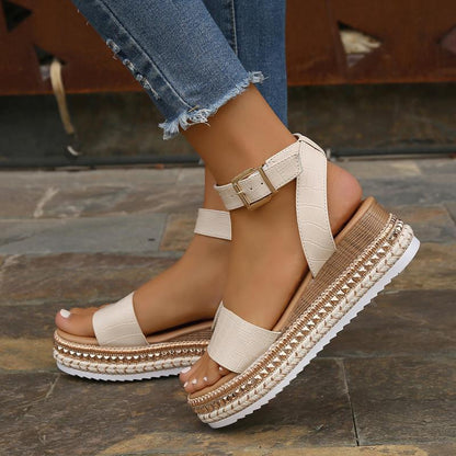 Bianca - Sandalias tobilleras con plataforma blancas