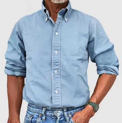 Rafael - Camisa de hombre de manga larga con cuello abotonado