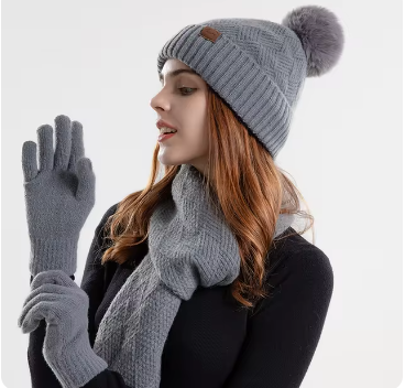 Auhrohra | Conjunto de gorro de punto cálido y bufanda larga para mujer