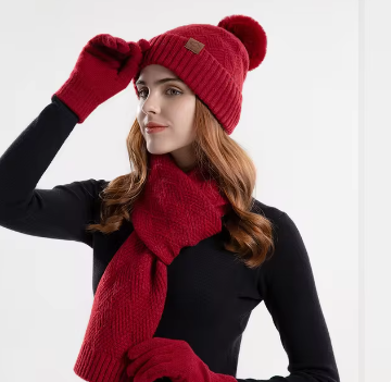 Auhrohra | Conjunto de gorro de punto cálido y bufanda larga para mujer