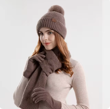 Auhrohra | Conjunto de gorro de punto cálido y bufanda larga para mujer