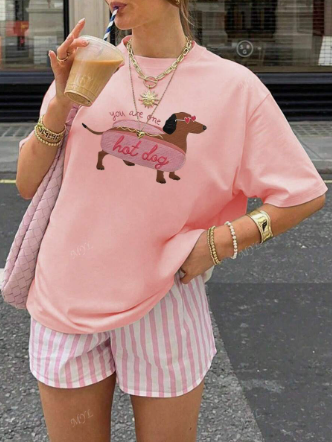 Lucía - Camiseta con estampado de perro salchicha