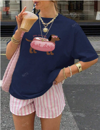 Lucía - Camiseta con estampado de perro salchicha