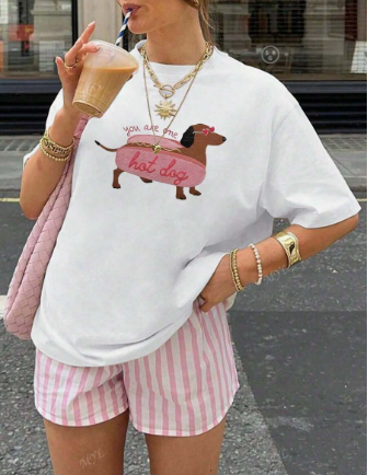 Lucía - Camiseta con estampado de perro salchicha