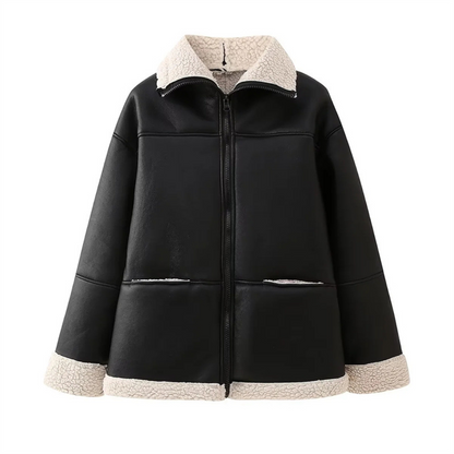 Emma – Chaqueta de piel sintética con forro de borreguillo