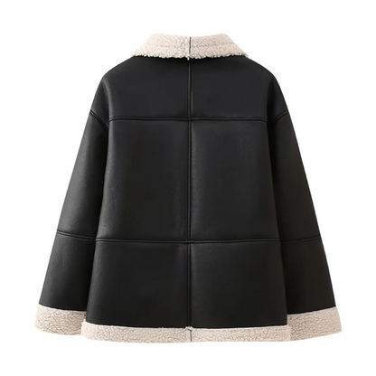 Emma – Chaqueta de piel sintética con forro de borreguillo