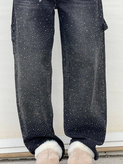 Isabella – Jeans rectos con detalles brillantes