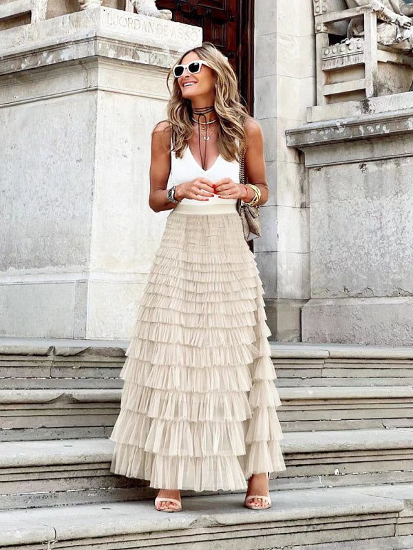Lorielle | Falda larga de tul en capas