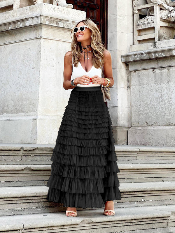 Lorielle | Falda larga de tul en capas