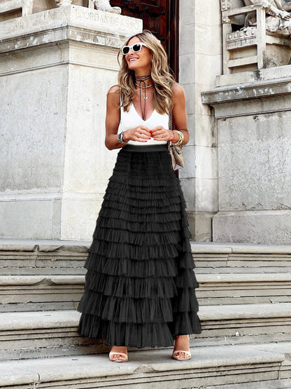 Lorielle | Falda larga de tul en capas