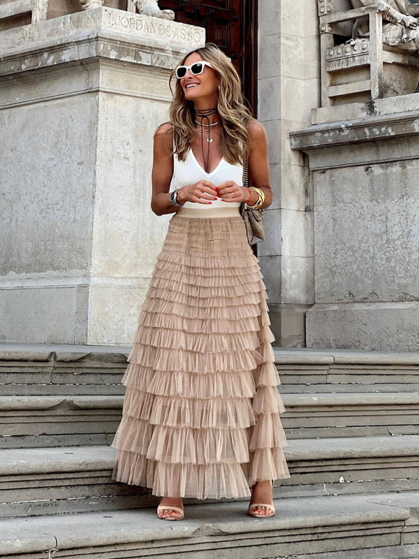 Lorielle | Falda larga de tul en capas