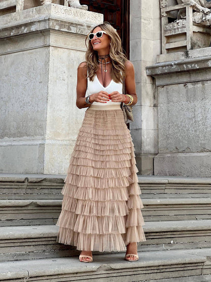 Lorielle | Falda larga de tul en capas