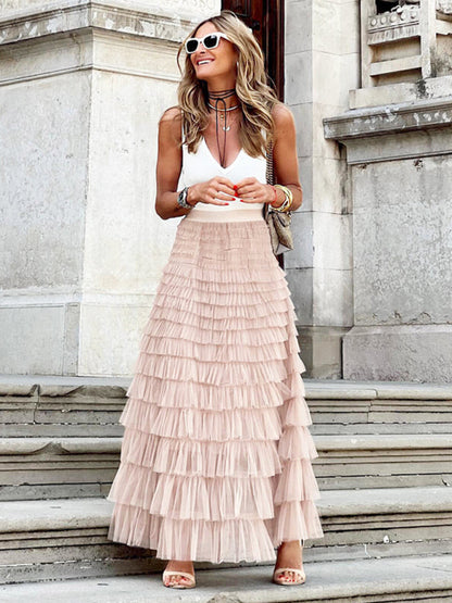 Lorielle | Falda larga de tul en capas