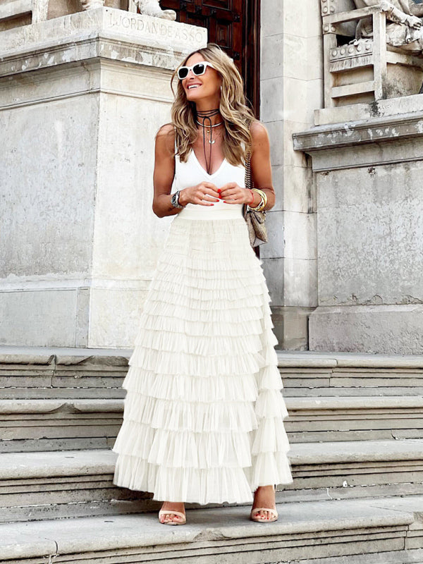 Lorielle | Falda larga de tul en capas