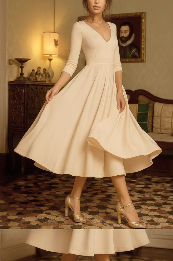 Amelia - Vestido Mujer Midi con Escote en V
