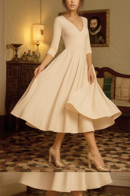 Amelia - Vestido Mujer Midi con Escote en V