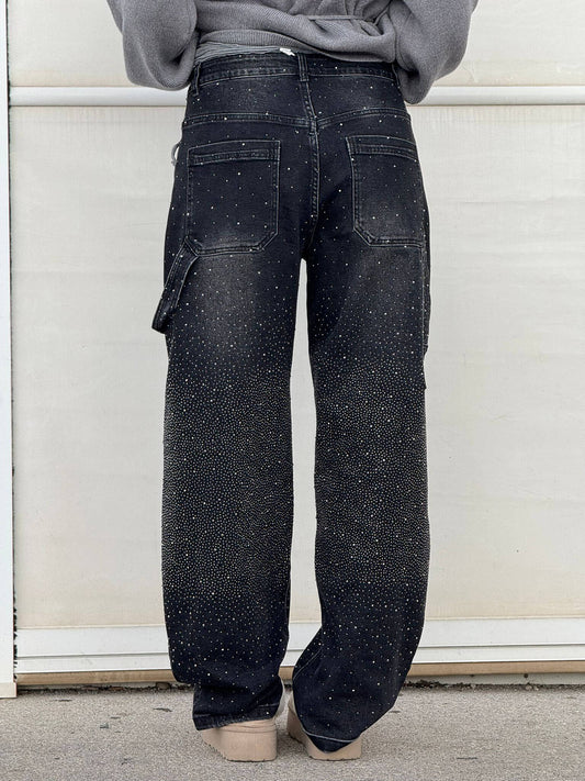Isabella – Jeans rectos con detalles brillantes
