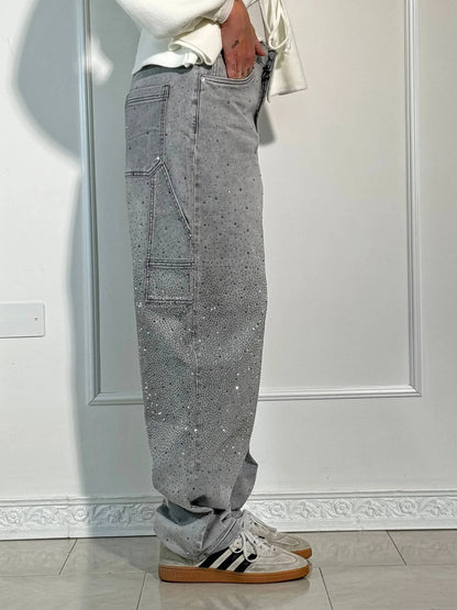Isabella – Jeans rectos con detalles brillantes