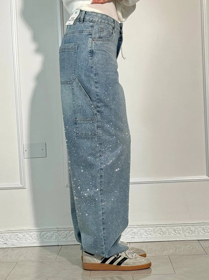 Isabella – Jeans rectos con detalles brillantes