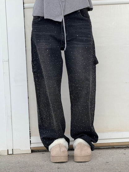 Isabella – Jeans rectos con detalles brillantes