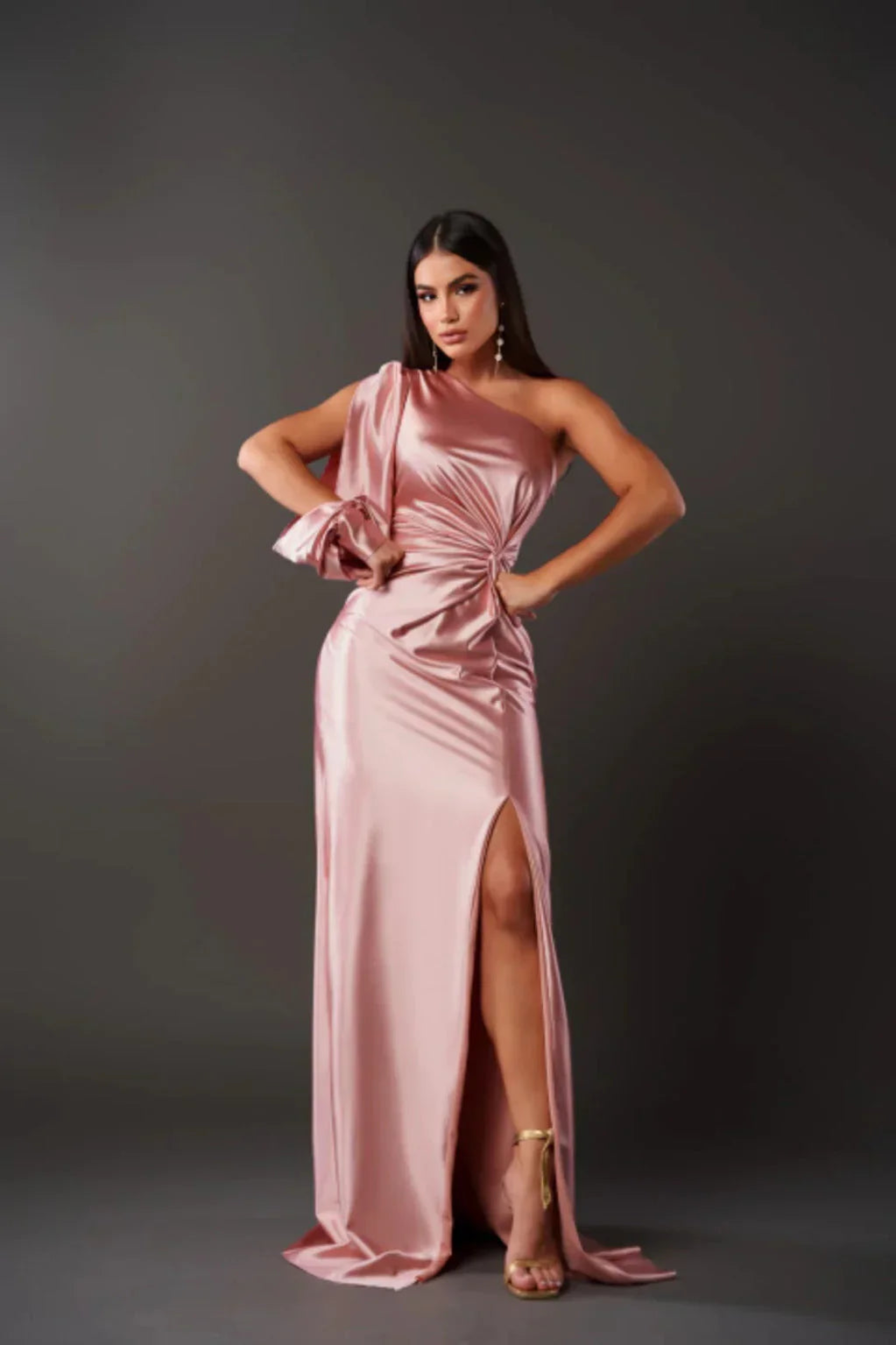 Valentina - Vestido largo mujer asimétrico con abertura