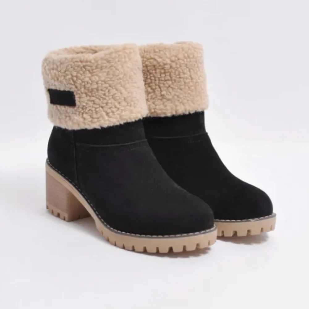 Valeria - Botines de invierno mujer con tacón medio forro