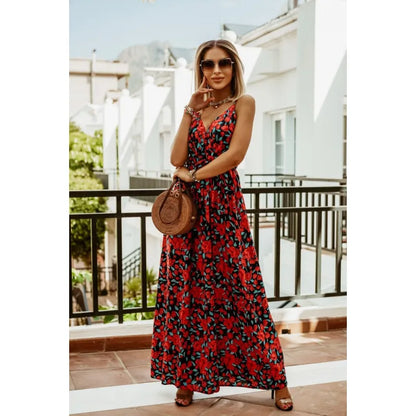 Quynlyn | Vestido maxi boho con tirantes y estampado