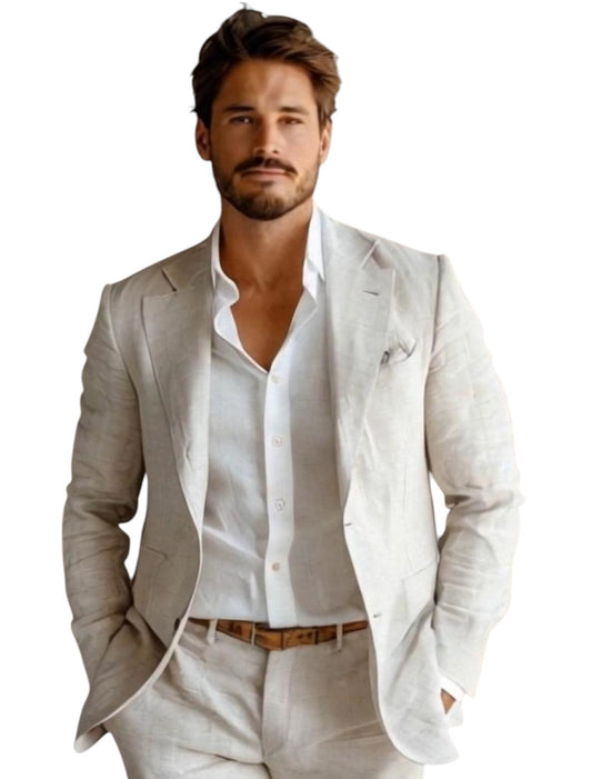 Adrián - Traje de hombre de lino con americana y pantalón