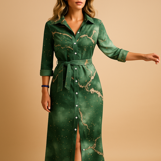Camila - Vestido camisero largo de mujer con cinturón