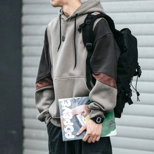 Bàlthásar | Sudadera con capucha de forro polar para hombre con diseño patchwork
