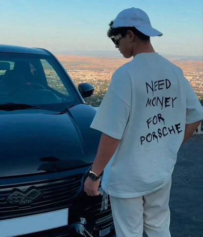 Mark | Camiseta vintage para hombre 'Need Money For Porsche' algodón