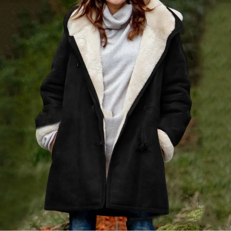 Calyoppe | Chaqueta con capucha de largo medio en color liso