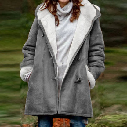 Calyoppe | Chaqueta con capucha de largo medio en color liso