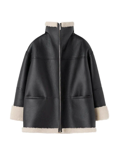 Emma – Chaqueta de piel sintética con forro de borreguillo