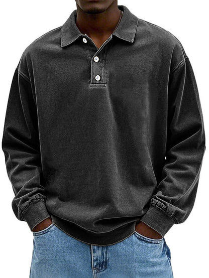 Manuel - Polo de hombre manga larga con botones