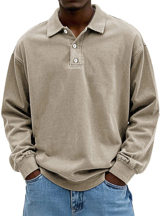 Manuel - Polo de hombre manga larga con botones