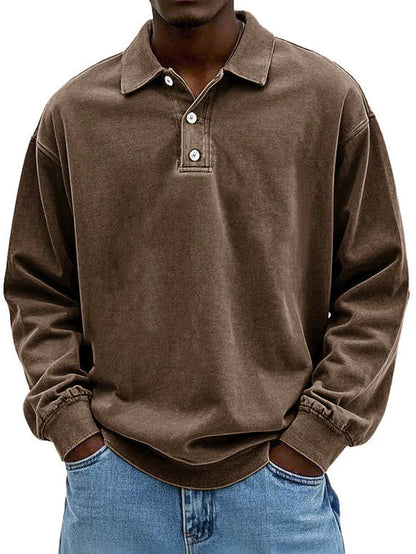 Manuel - Polo de hombre manga larga con botones