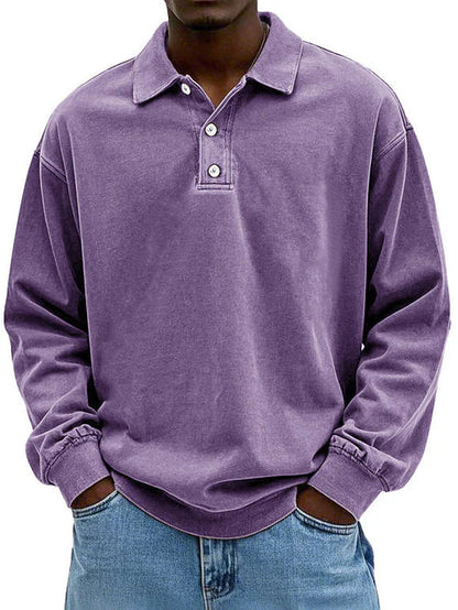 Manuel - Polo de hombre manga larga con botones