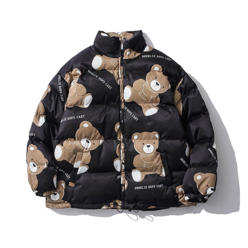 Abbygayle | Chaqueta acolchada de algodón con estampado de oso lindo para hombre