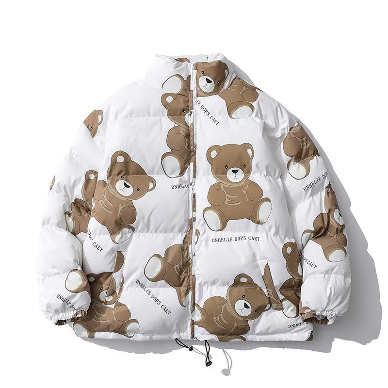 Abbygayle | Chaqueta acolchada de algodón con estampado de oso lindo para hombre