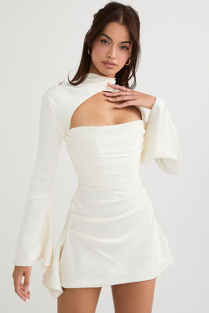 Gysselle | Minivestido de fiesta de satén con cutout y mangas largas para mujer