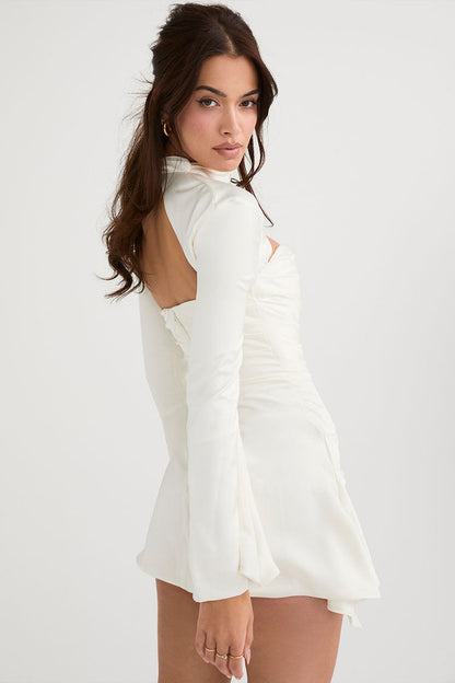 Gysselle | Minivestido de fiesta de satén con cutout y mangas largas para mujer