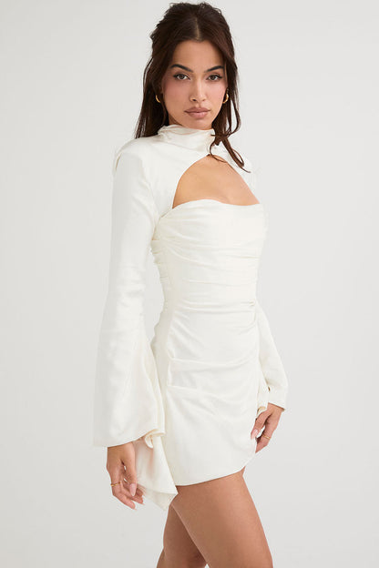 Gysselle | Minivestido de fiesta de satén con cutout y mangas largas para mujer