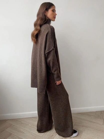 Marina - conjunto de punto mujer jersey cuello alto y pantalón