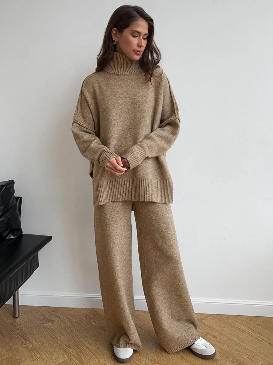 Marina - conjunto de punto mujer jersey cuello alto y pantalón