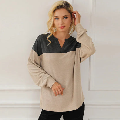 Lucía - Sudadera mujer bicolor con cuello en V