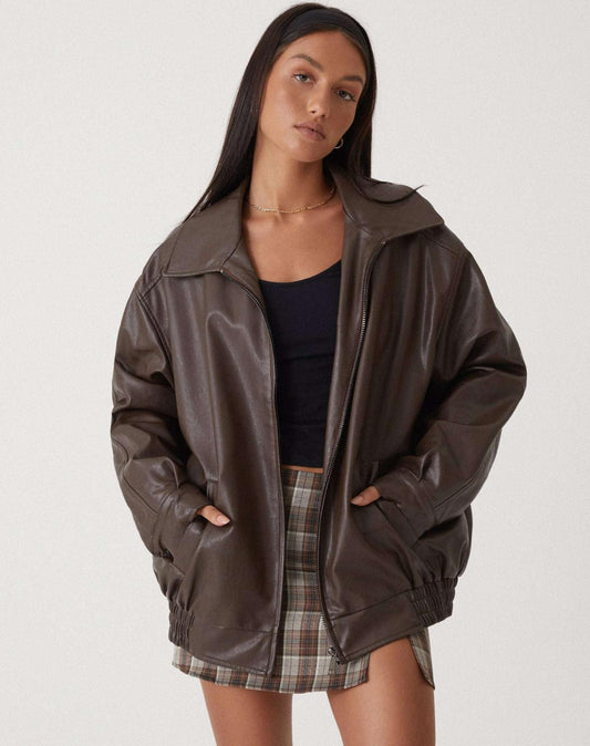 Camila - Chaqueta mujer oversize de cuero sintético