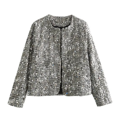 Amandah | Chaqueta de lana de tweed con lentejuelas para mujer